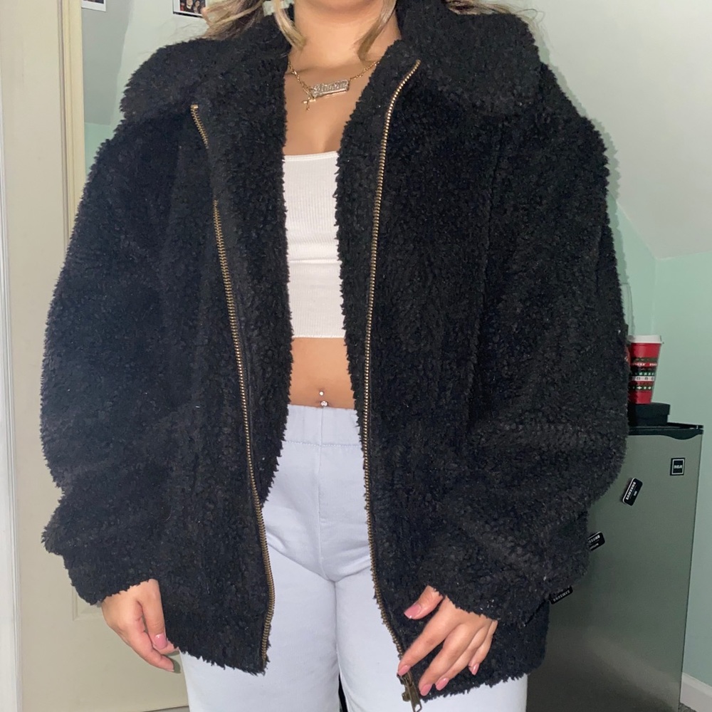 Garage black teddy jacket